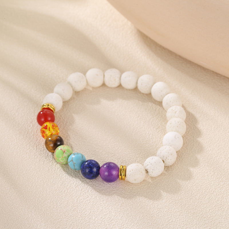Pulsera de aleación de cuentas de ágata de piedra de lava al por mayor